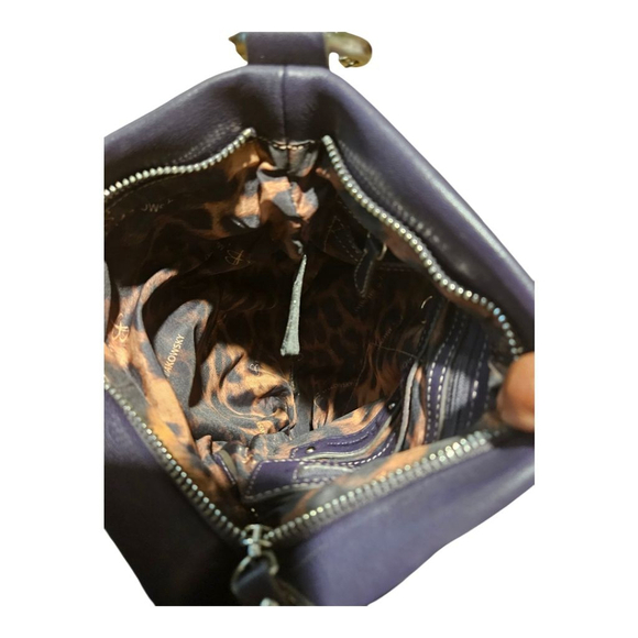 B. Makowsky Genuine Leather Crossbody Bag – Eggplant Purple, Silver Hardware - Picture 8 of 13